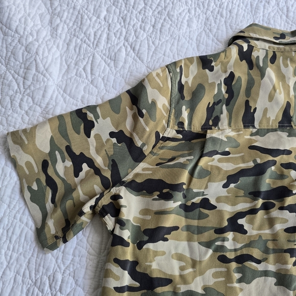 Equipment Silk Utility Button Front Camo Short Sleeve Shirt Dress - Picture 12 of 16